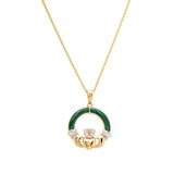 Collar Claddagh de malaquita con vermeil de oro