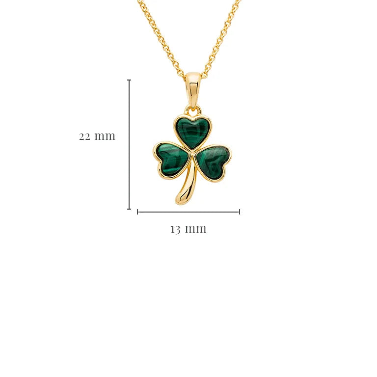 Collar Trébol de Malaquita con Baño de Oro