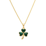 Collar Trébol de Malaquita con Baño de Oro