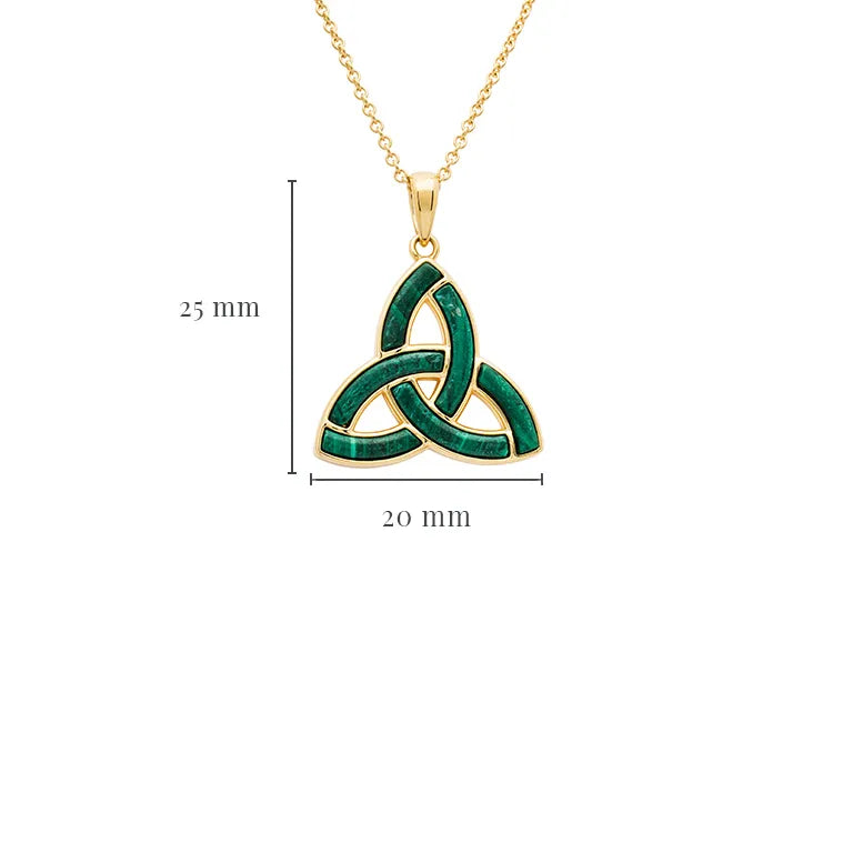 Collar nudo trinidad de malaquita vermeil de oro