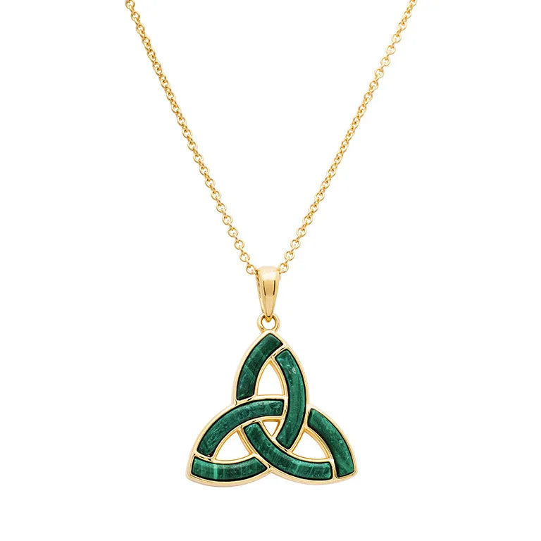 Collar nudo trinidad de malaquita vermeil de oro