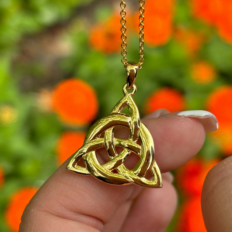Sterling Silver Coated Gold Trinity Knot Necklace