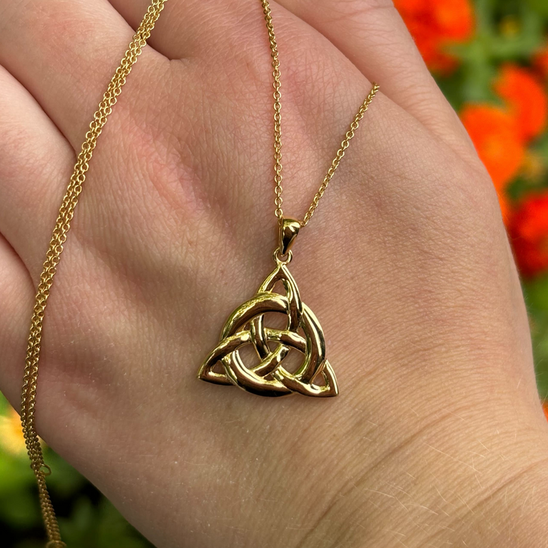 Sterling Silver Coated Gold Trinity Knot Necklace