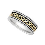 Gents Silver & 10k Gold Oxidized Celtic Knot Ring