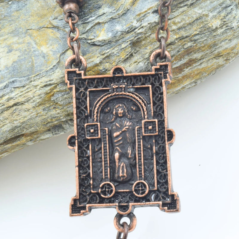 Book of Kells Amber and Copper Finish Rosary Breads