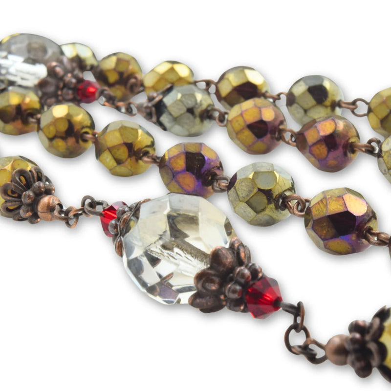 Book of Kells Amber and Copper Finish Rosary Breads