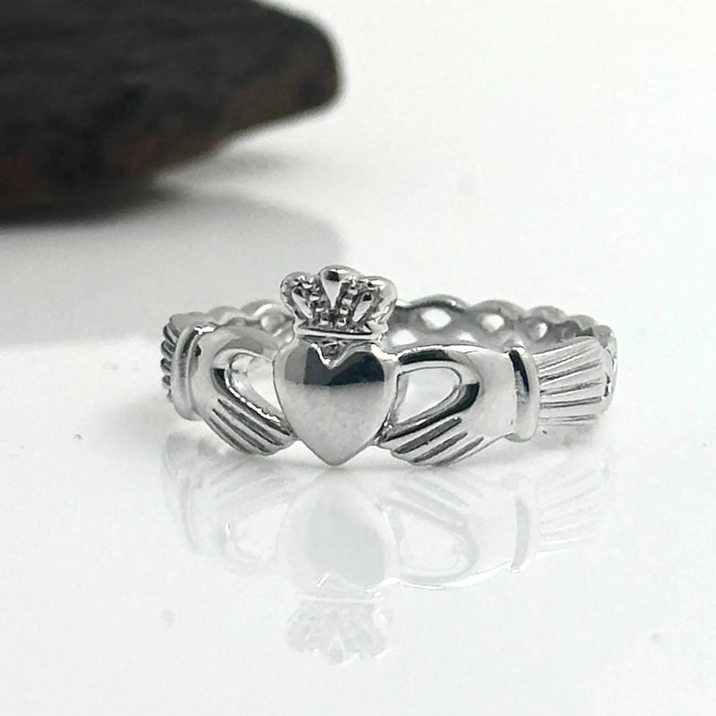 Sterling Silver Celtic Knot Claddagh Ring