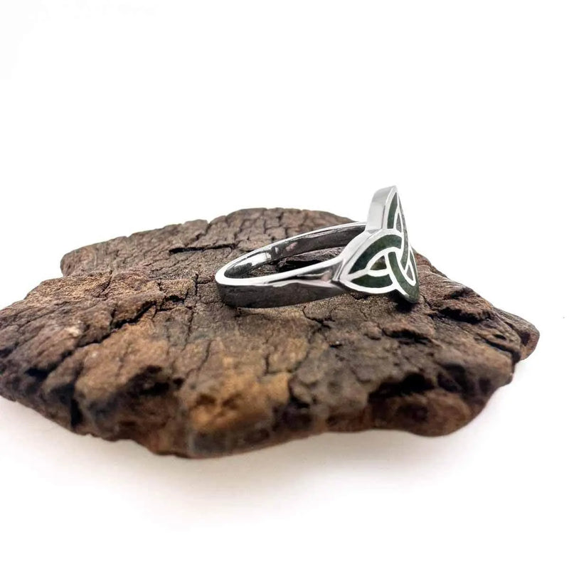 Sterling Silver Connemara Marble Trinity Knot Ring