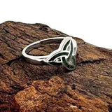 Sterling Silver Connemara Marble Trinity Knot Ring