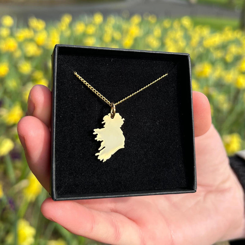 Ireland Map Necklace in Silver and Gold