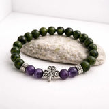 Irish Shamrock Bracelet with Connemara Marble and and Amethyst Gemstone