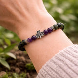Irish Shamrock Bracelet with Connemara Marble and and Amethyst Gemstone