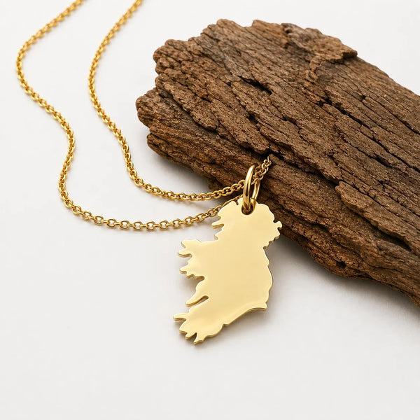 Ireland Map Necklace in Silver and Gold