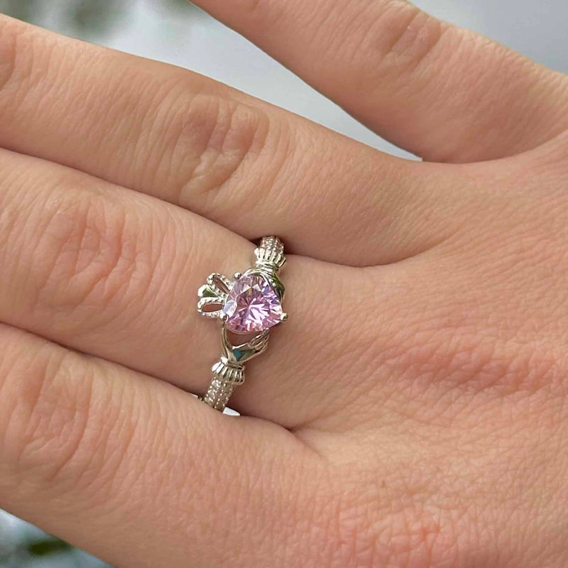 October Birthstone Claddagh Ring Rose Gold