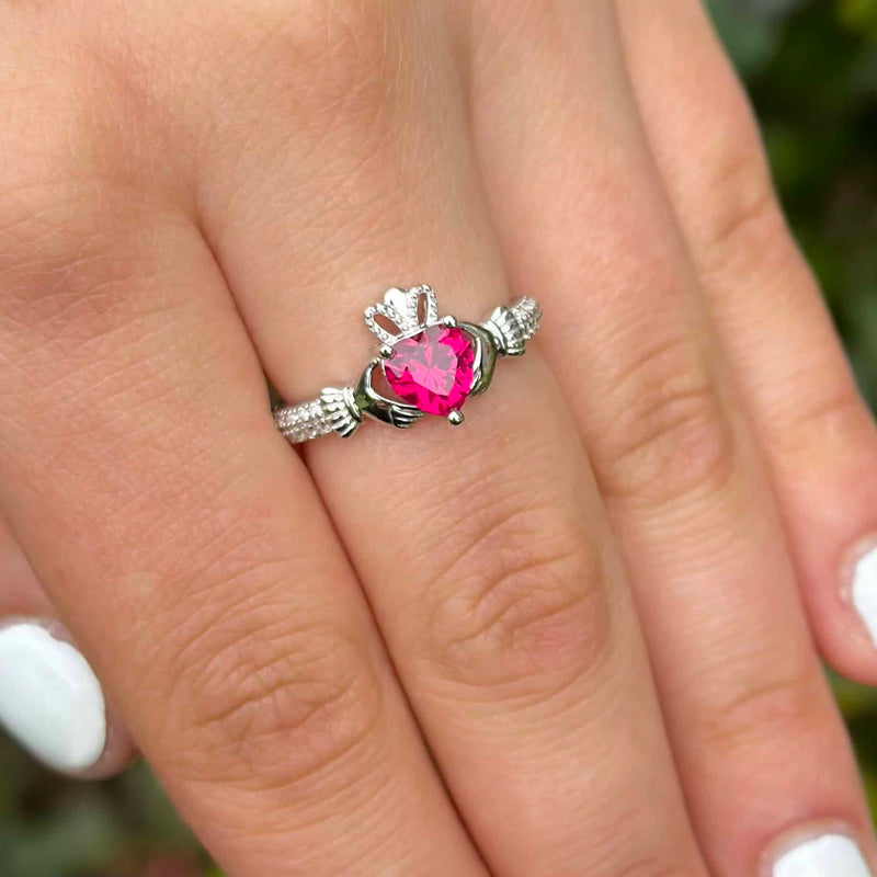 Claddagh July Birthstone Ring