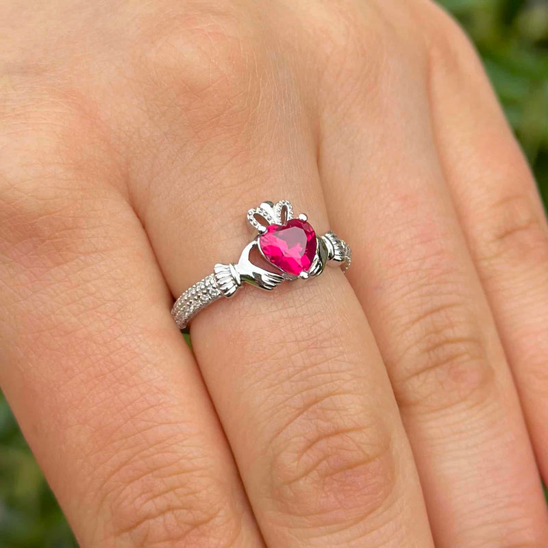 Claddagh July Birthstone Ring