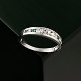 14k White Gold Diamond and Emerald Claddagh Eternity Ring