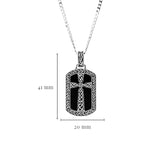 Large Sterling Silver Men’s Onyx Celtic Cross Dog Tag 1