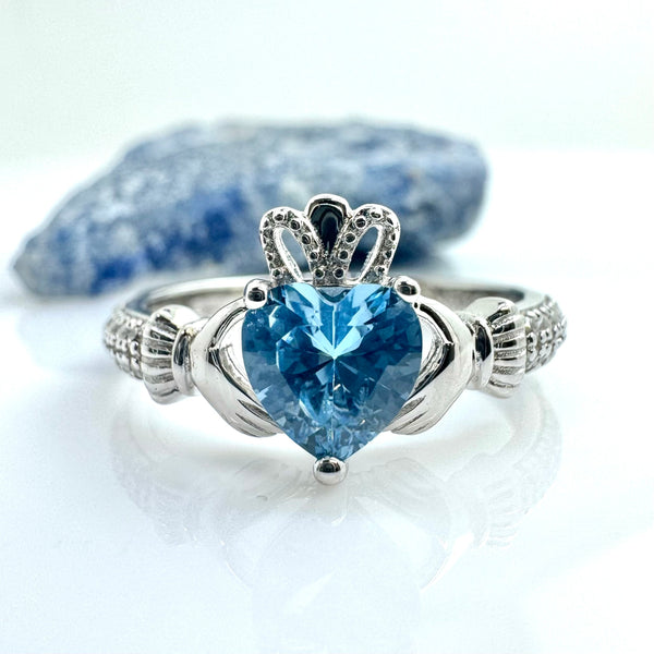 March Claddagh Birthstone Ring