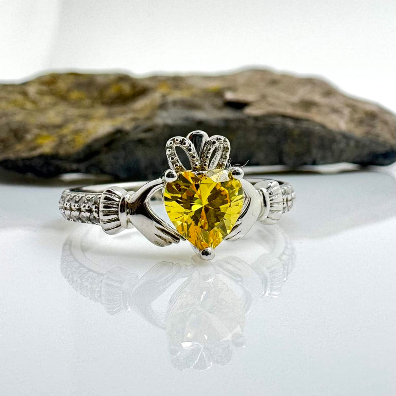 claddagh birthstone ring