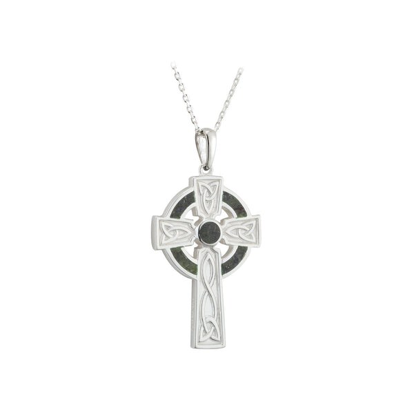 Silver & Connemara Marble Irish Cross