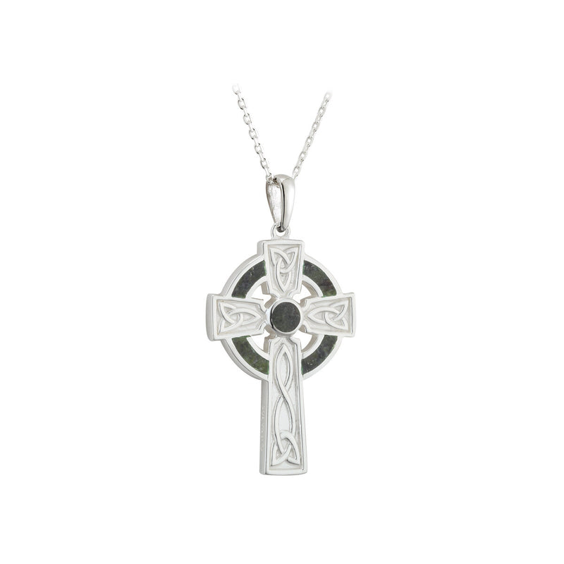 Silver & Connemara Marble Irish Cross