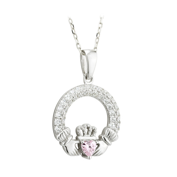 october birthstone claddagh necklace
