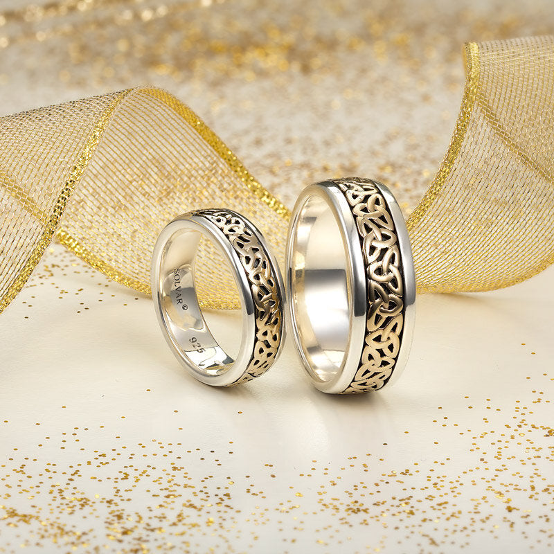 Anillo de mujer nudo de la trinidad en plata y oro