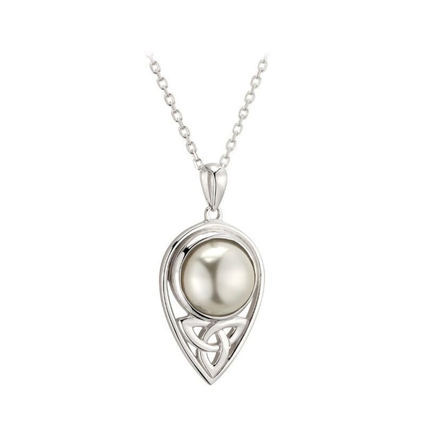 Sterling Silver Pearl Trinity Knot Necklace