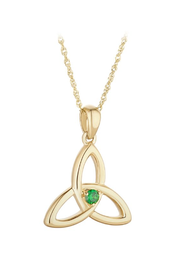 Colgante Nudo Trinity de Oro 9k con Circonita Verde