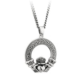 Silver Oxidized Claddagh Necklace