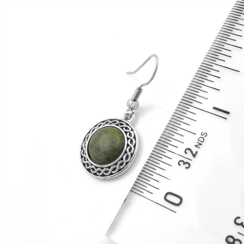 Rhodium Connemara-Marmor Keltische Ohrhänger