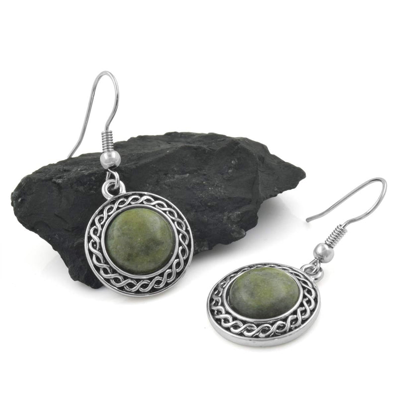 Rhodium Connemara-Marmor Keltische Ohrhänger