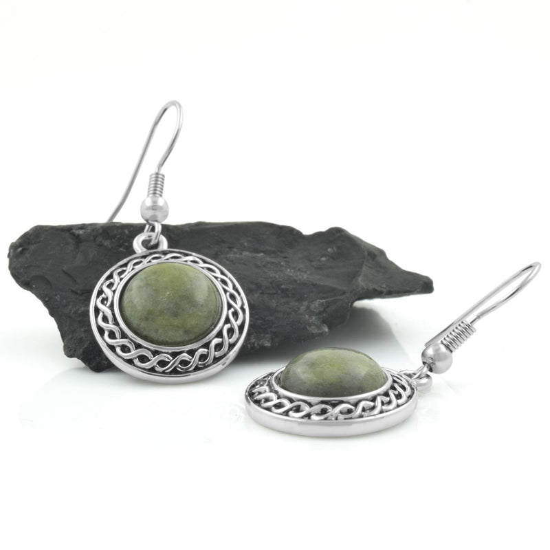 Rhodium Connemara-Marmor Keltische Ohrhänger