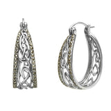 silver Marcasite Celtic Hoop Earrings 1