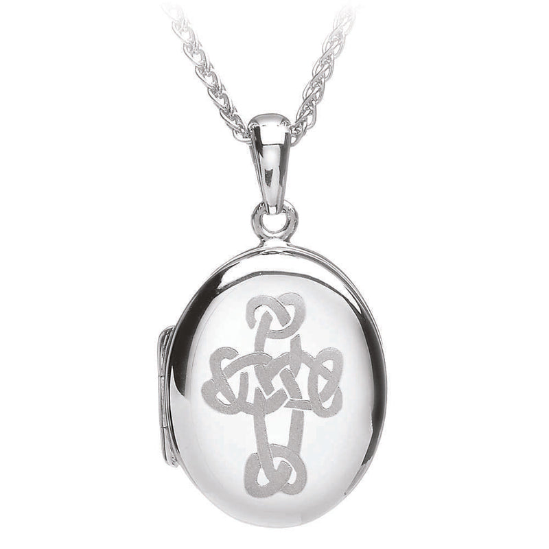 silver celtic cross locket