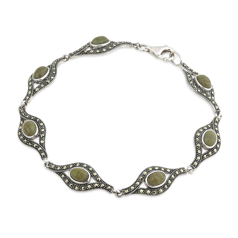 silver connemara marble and marcasite celtic bracelet