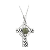 silver connemara marble celtic cross necklace