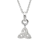 silver crystal set trinity knot pendant