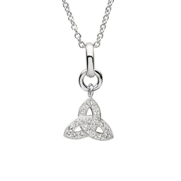 silver crystal set trinity knot pendant
