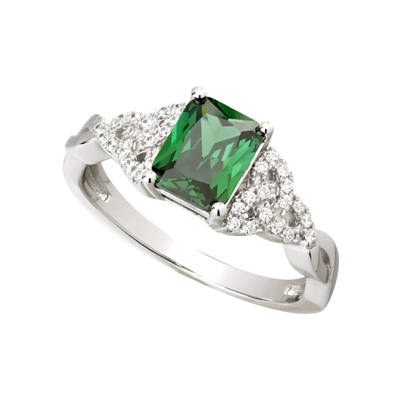 Anillo Celta Esmeralda en Plata