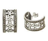 silver marcasite half trinity knot earrings
