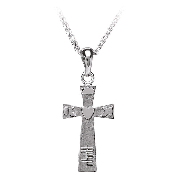 silver ogham and claddagh cross pendant