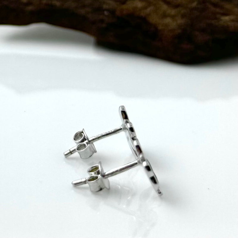Pendientes de trébol esmaltados de plata de ley