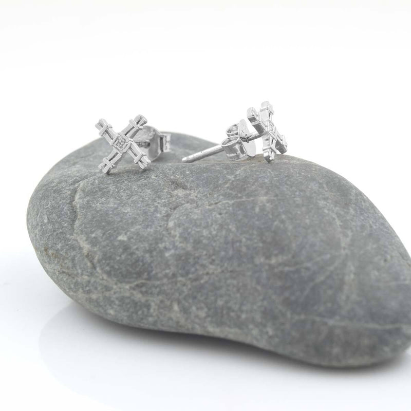 Sterling Silver St. Brigid's Cross Stud Earrings