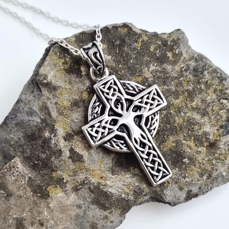 Sterling Silver Tree of Life Cross Necklace