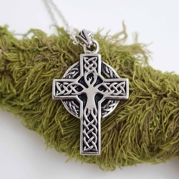 Sterling Silver Tree of Life Cross Necklace
