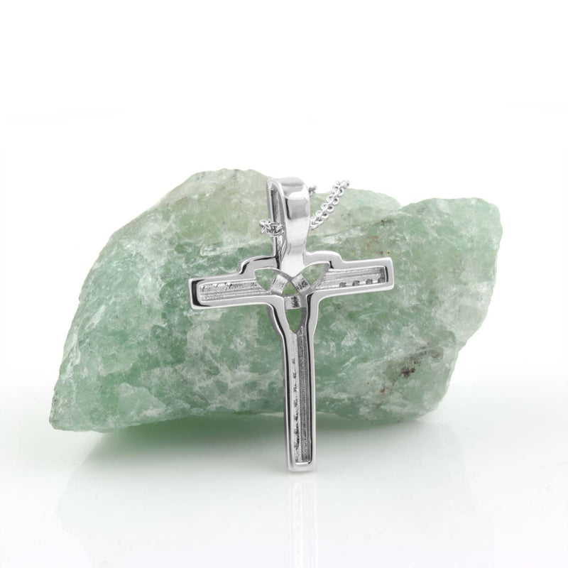 Cruz Celta de Plata con Nudo de la Trinidad de Oro