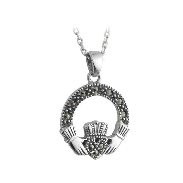 small claddagh marcasite pendant