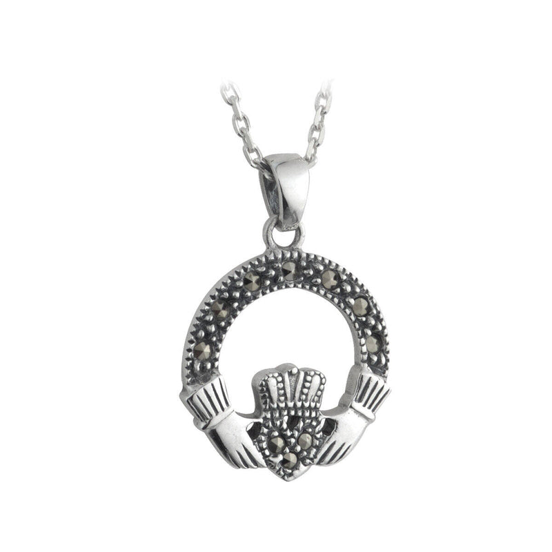 small claddagh marcasite pendant